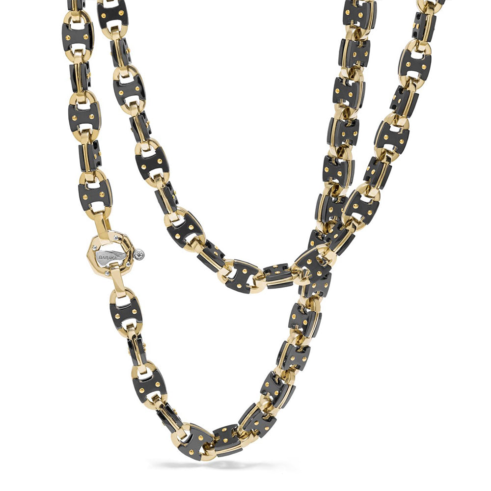 Baraka Cyborg Ceramic Chain GC271071GICN-02, a men's chain in yellow gold and black ceramic set with diamonds