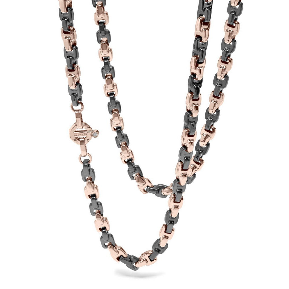 Baraka Cyborg Ceramic Chain GC275381ROCN-02, a men's chain in rose gold and black ceramic set with diamonds