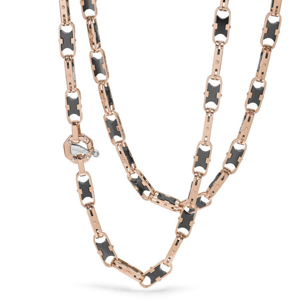 Baraka Cyborg Ceramic Chain GC282251ROCN-02, a men's chain in rose and white gold and black ceramic set with diamonds