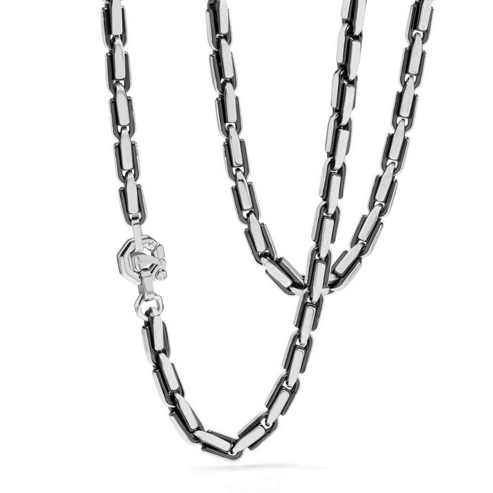 Baraka Cyborg Ceramic Chain GC292251BOCN-02, a men's chain in white gold and black ceramic set with diamonds