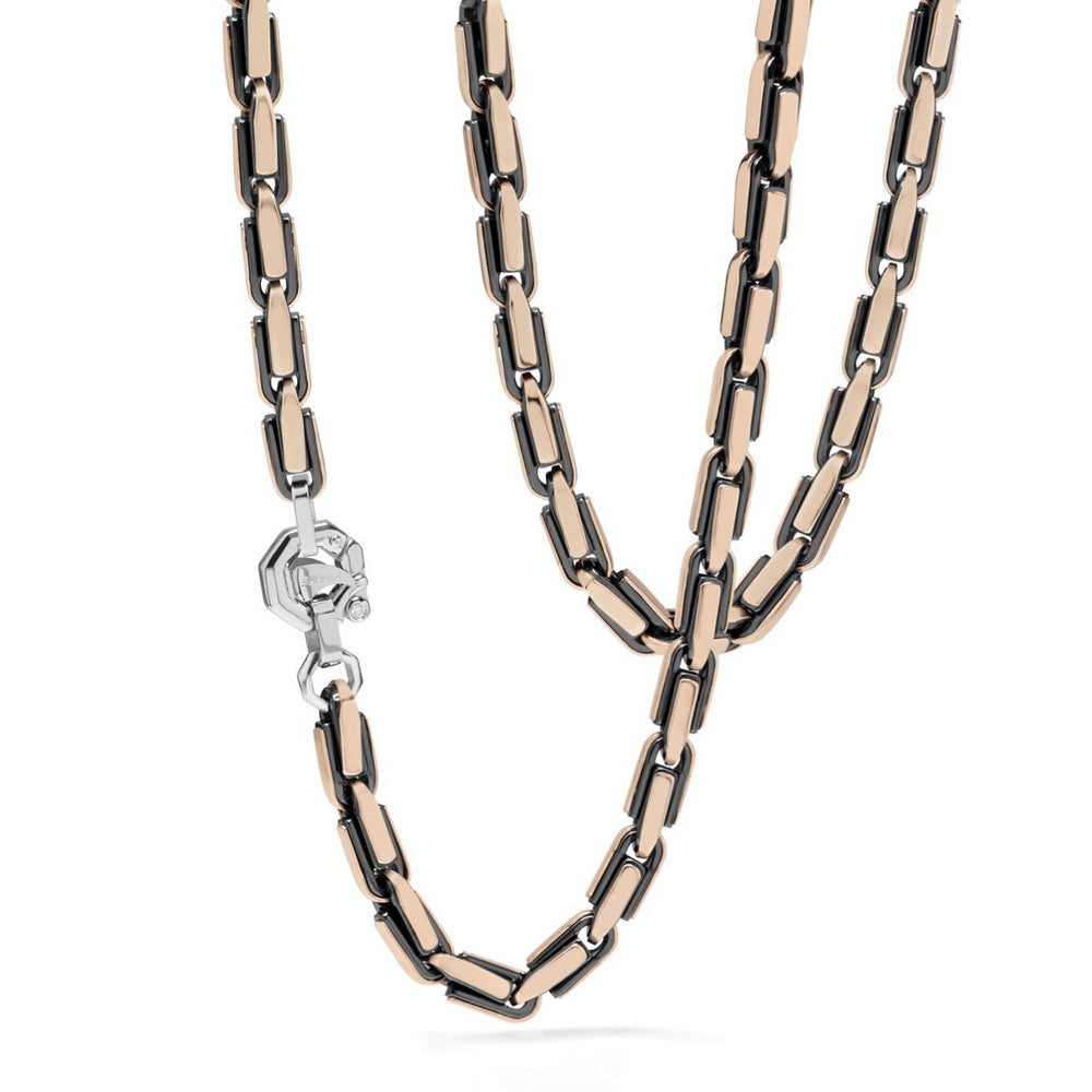 Baraka Cyborg Ceramic Chain GC292251ROCN-02, a men's chain in rose and white gold and black ceramic set with diamonds