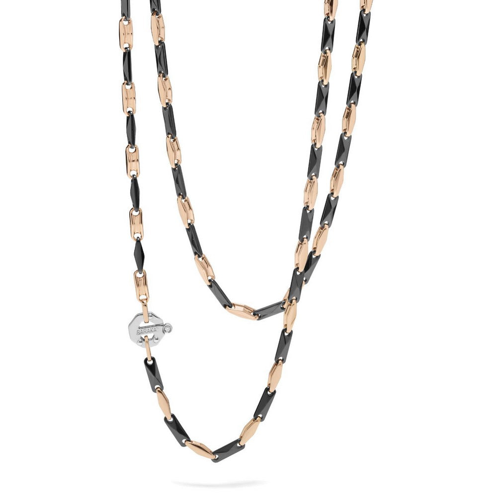 Baraka Cyborg Ceramic Chain GC293221ROCN-02, a men's chain in rose gold and black ceramic set with diamonds