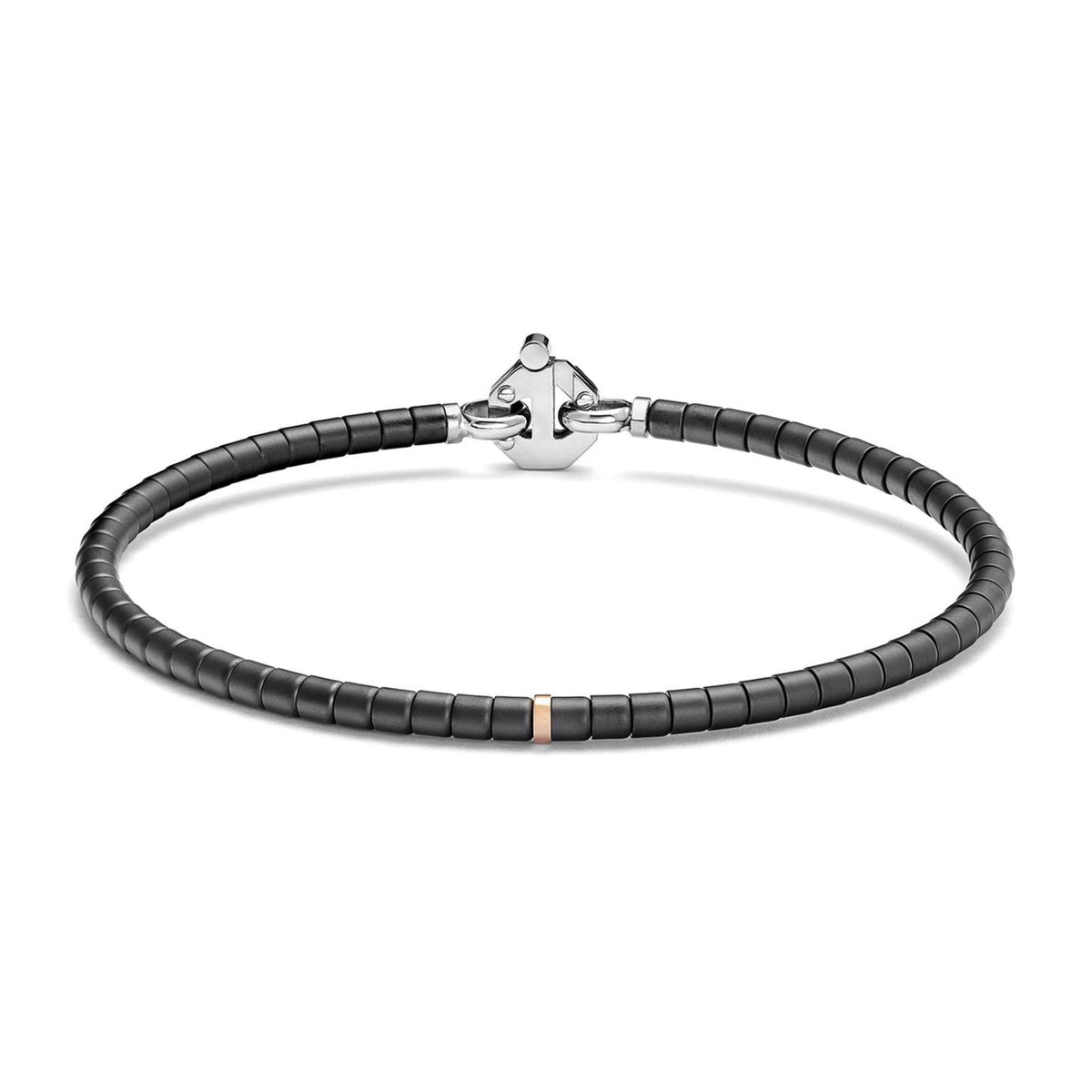 Baraka Cyborg Ceramic Bracelet BR372201ROLU-02, a men's bracelet in rose gold and black ceramic set with diamonds