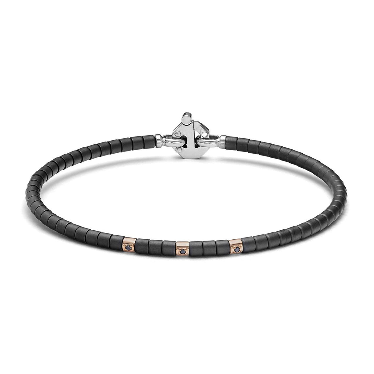 Baraka Cyborg Ceramic Bracelet BR372311RODN-05, a men's bracelet in rose gold and black ceramic set with diamonds