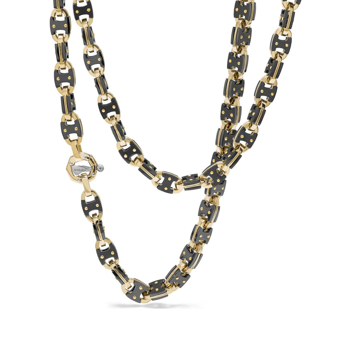 Baraka Cyborg Ceramic Chain GC271071GICN-02, a men's chain in yellow gold and black ceramic set with diamonds