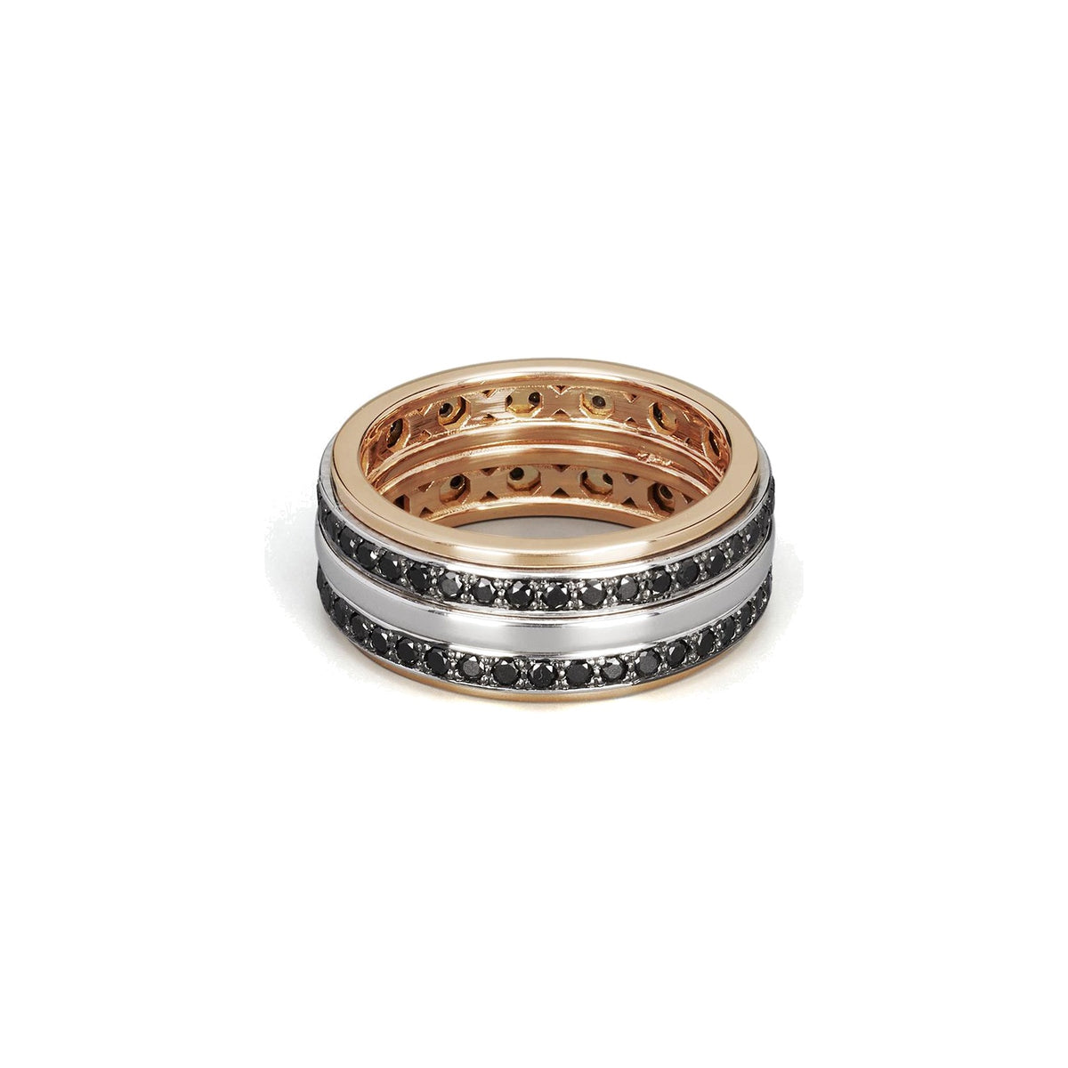 Baraka Diamonds Ring AN353011RBDN, a men's ring in rose and white gold set with diamonds