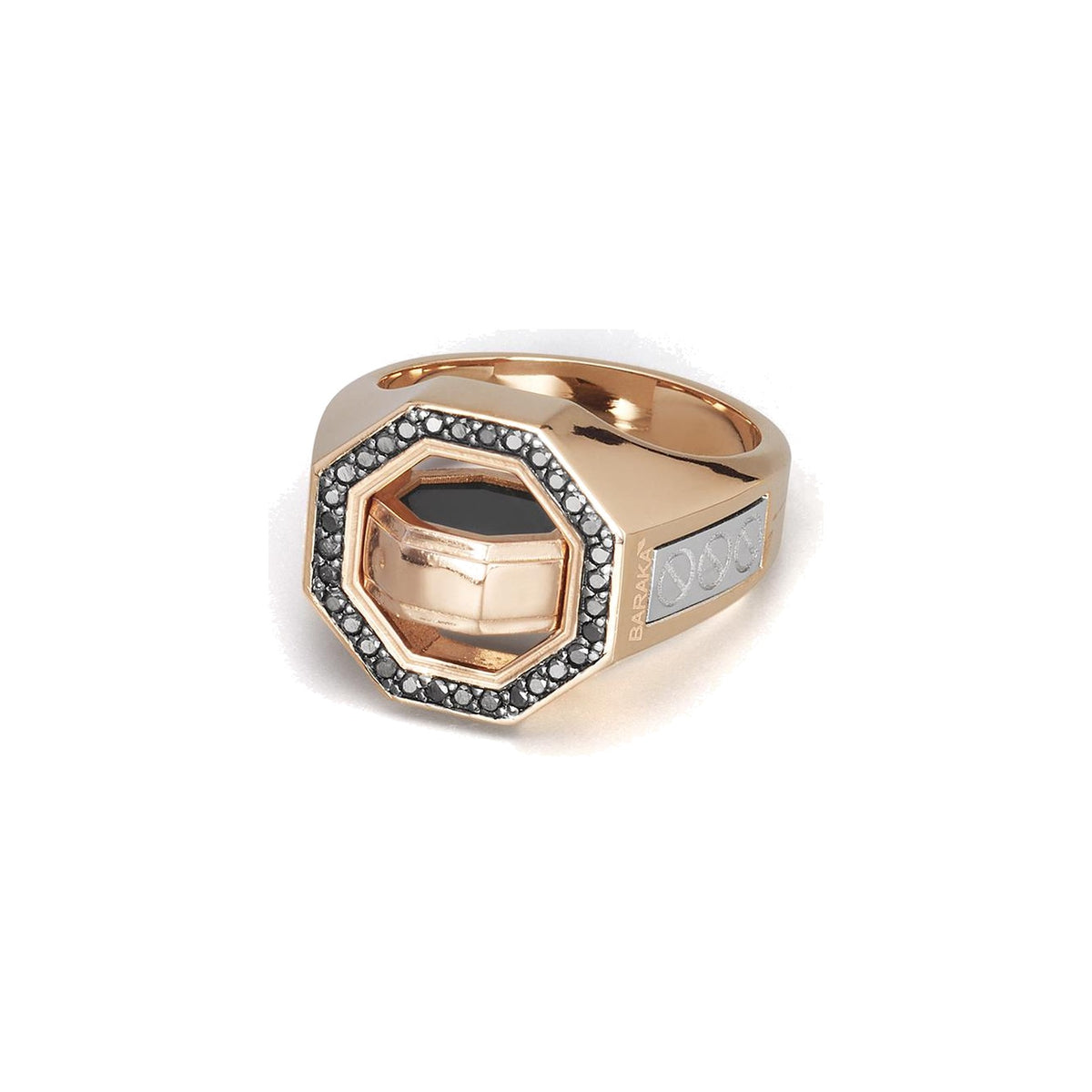 Baraka Diamonds Ring AN353071RBDN, a men's ring in rose and white gold set with diamonds