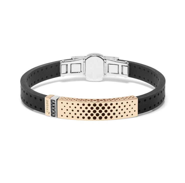 Baraka Drive Bracelet BR313011RBDN-10, a men's bracelet in rose and white gold and stainless steel set with diamonds