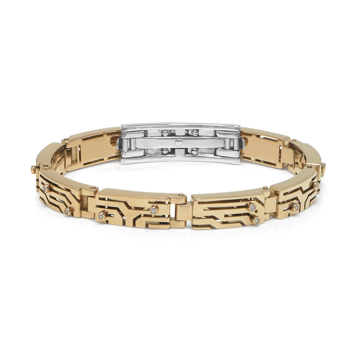 Baraka Labyrinth Bracelet BR281251GIDB, a men's bracelet in yellow gold set with diamonds