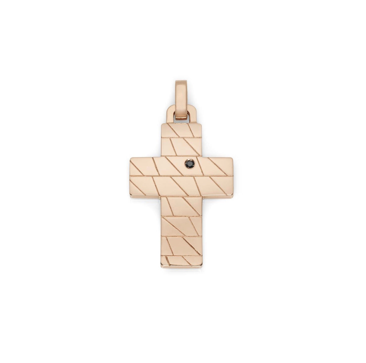 Baraka Logo Cross CR321141RODN-02, a men's cross in rose gold set with diamonds