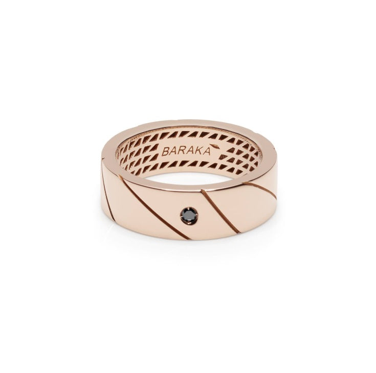 Baraka Logo Ring AN311011RODN-05, a men's ring in rose gold set with diamonds