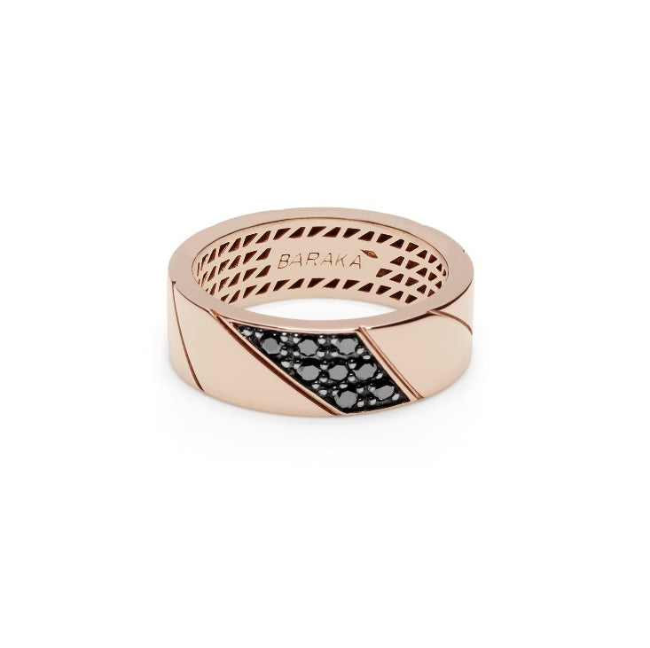 Baraka Logo Ring AN311011RODN-32, a men's ring in rose gold set with diamonds