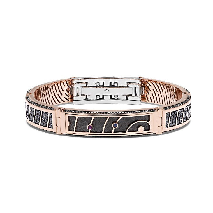 Baraka Meteorite Bracelet BR312001RODN-190, a men's bracelet in rose and white gold set with diamonds