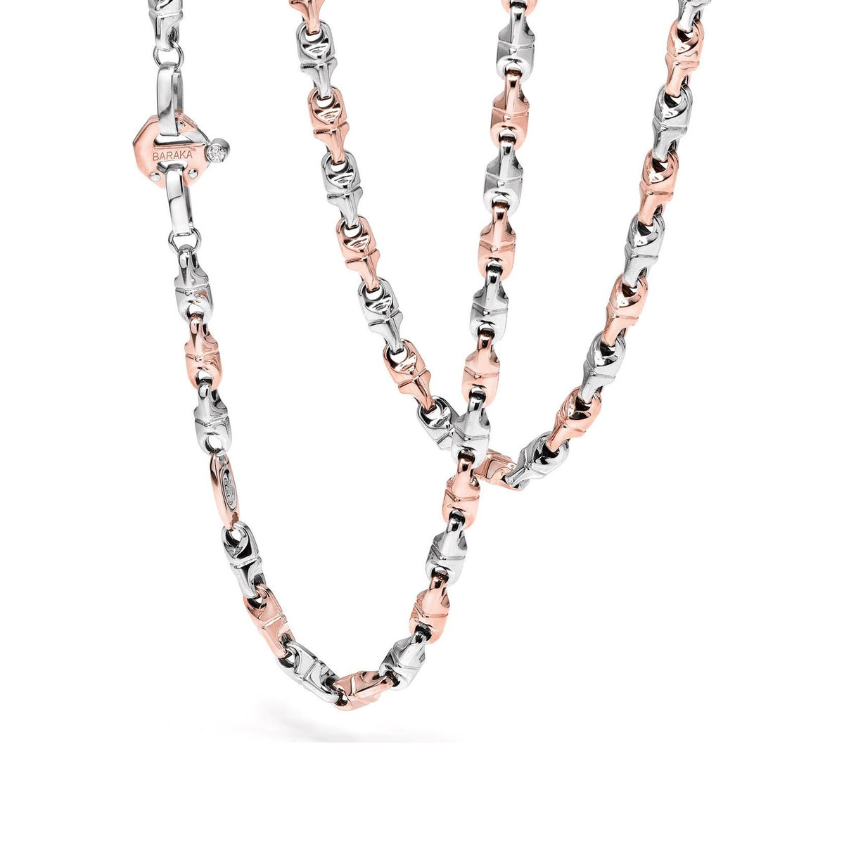 Baraka Nexus Chain GC222021RBAU-02, a men's chain in rose and white gold set with diamonds