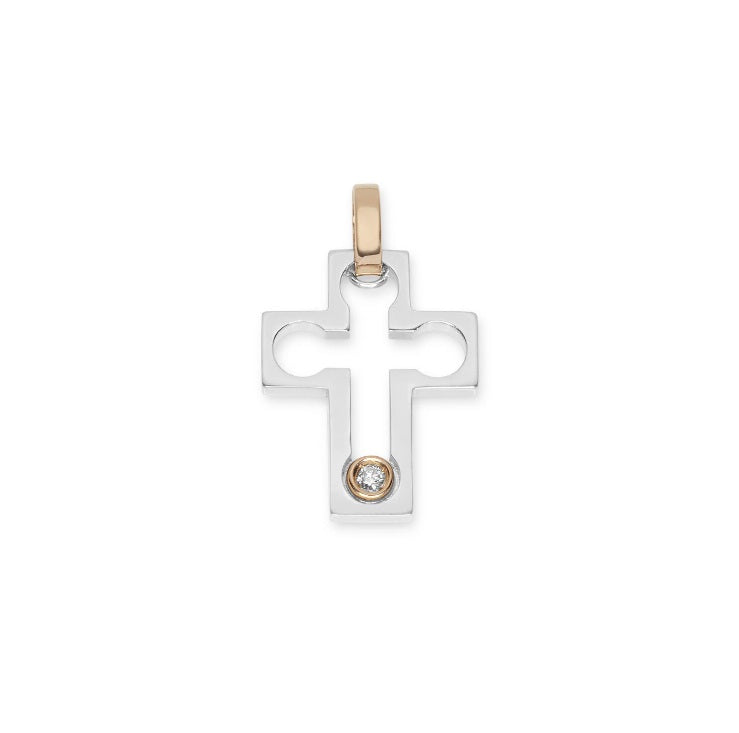Baraka Nexus Cross CR314051BRDB-03, a men's cross in rose and white gold set with diamonds