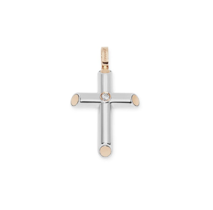 Baraka Nexus Cross CR314071BRDB-03, a men's cross in rose and white gold set with diamonds