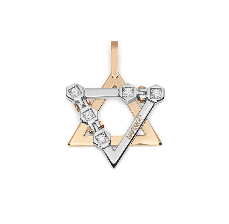 Baraka Tecnodiamonds Pendant ST301011BRDB-20, a men's pendant in rose and white gold set with diamonds