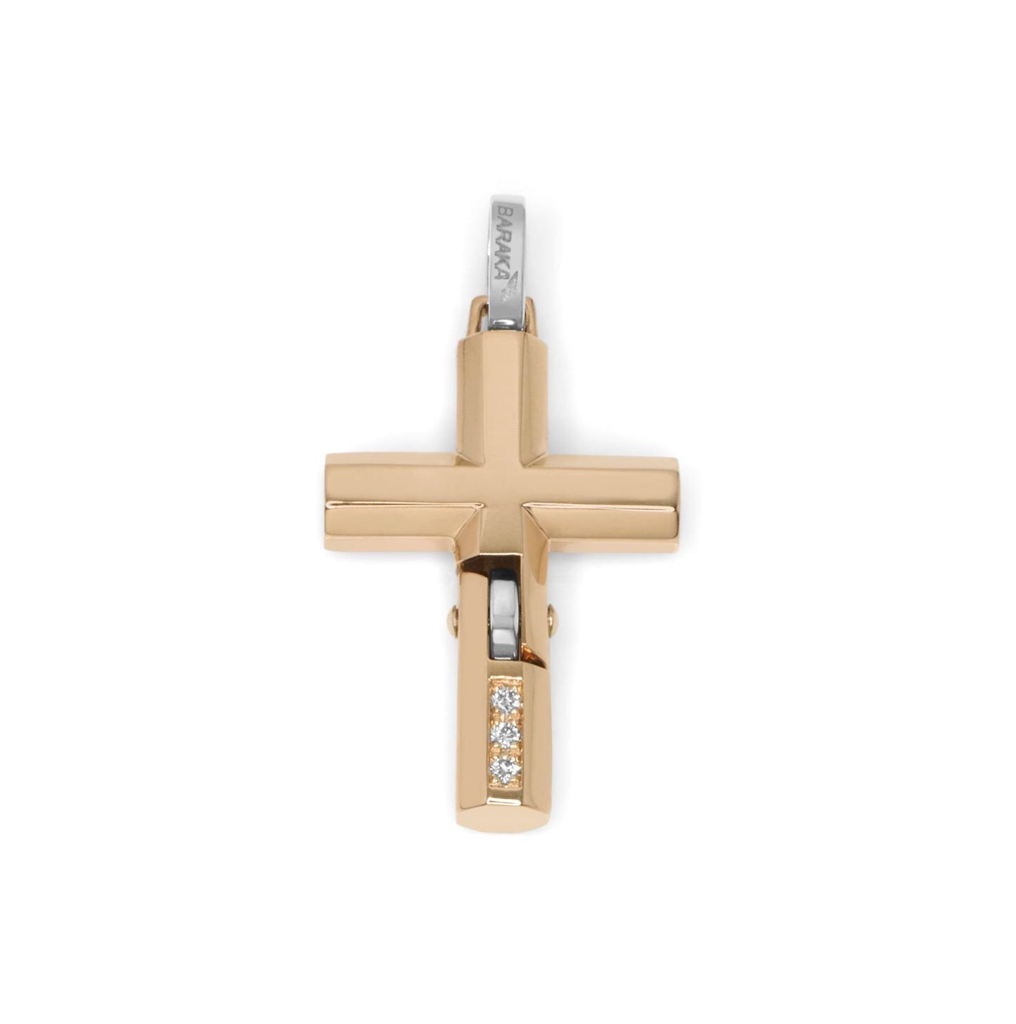 Baraka Ritmika Cross CR283231RODB-03, a men's cross in rose and white gold set with diamonds