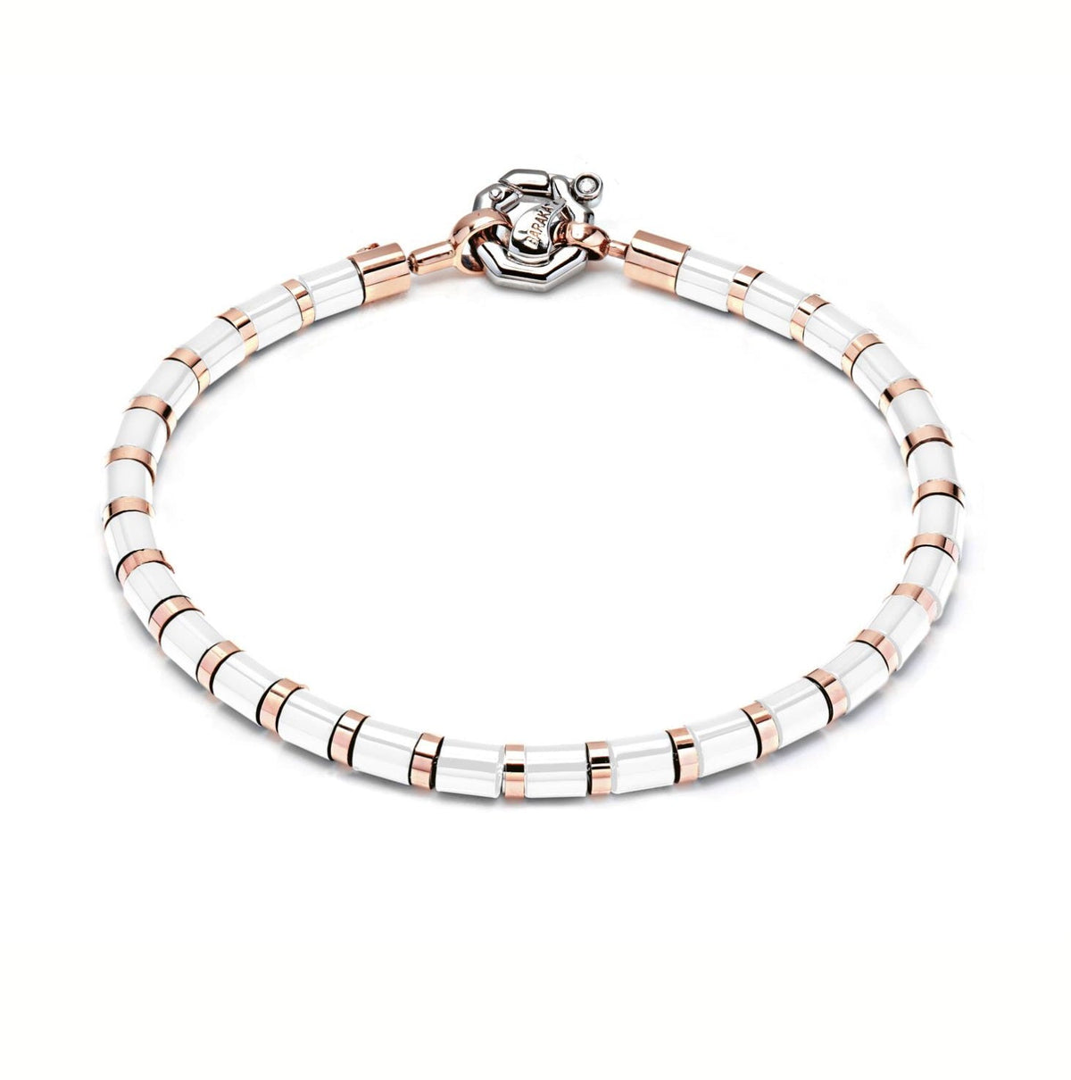 Baraka Snake Bracelet BR215151ROCB-02, a men's bracelet in rose gold and black ceramic set with diamonds