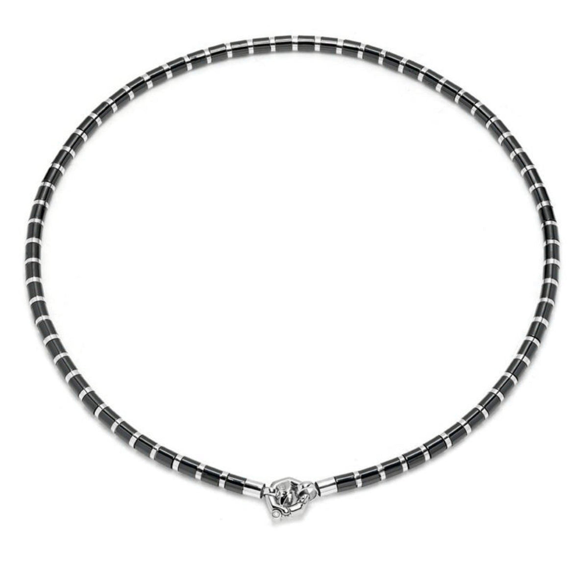 Baraka Snake Chain GC215151BOCN-02, a men's chain in white gold and black ceramic set with diamonds