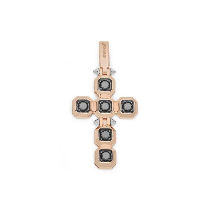 Baraka Tecnodiamonds Cross CR302101RBDN-180, a men's cross in rose and white gold set with diamonds
