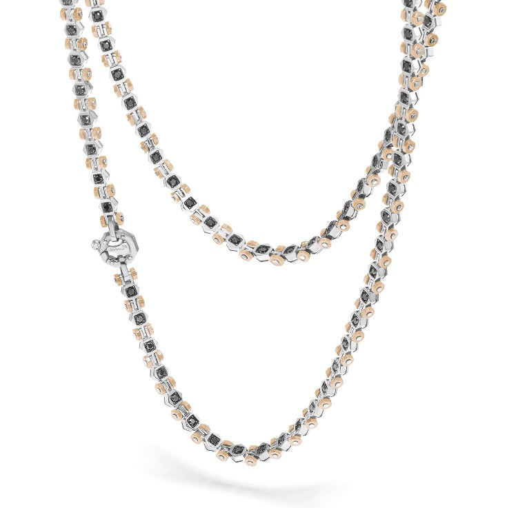 Baraka Technodiamonds Chain GC301001BRDN, a men's chain in rose and white gold set with diamonds