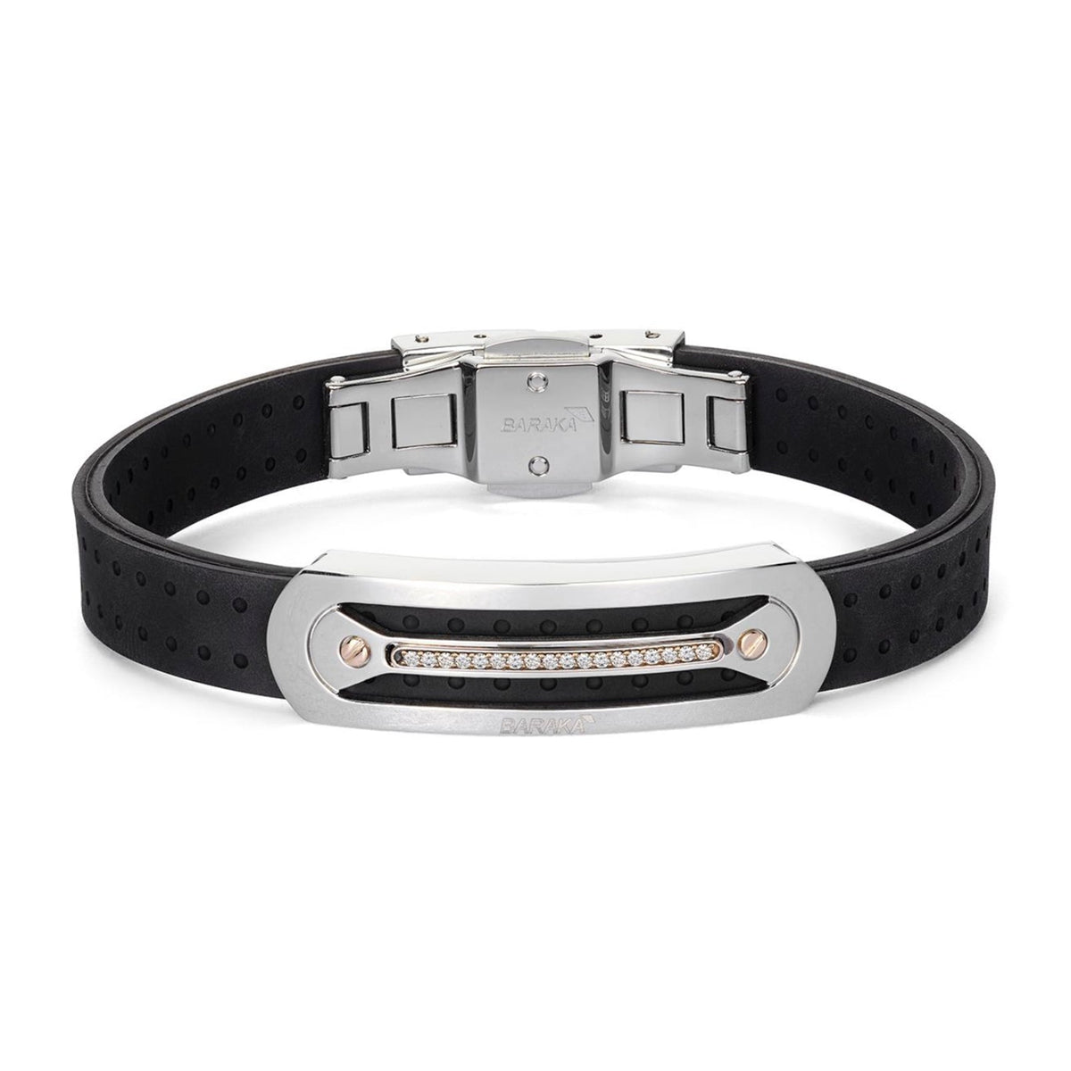Baraka Vortex Bracelet BR372011RODB-14, a men's bracelet in rose gold and stainless steel set with diamonds