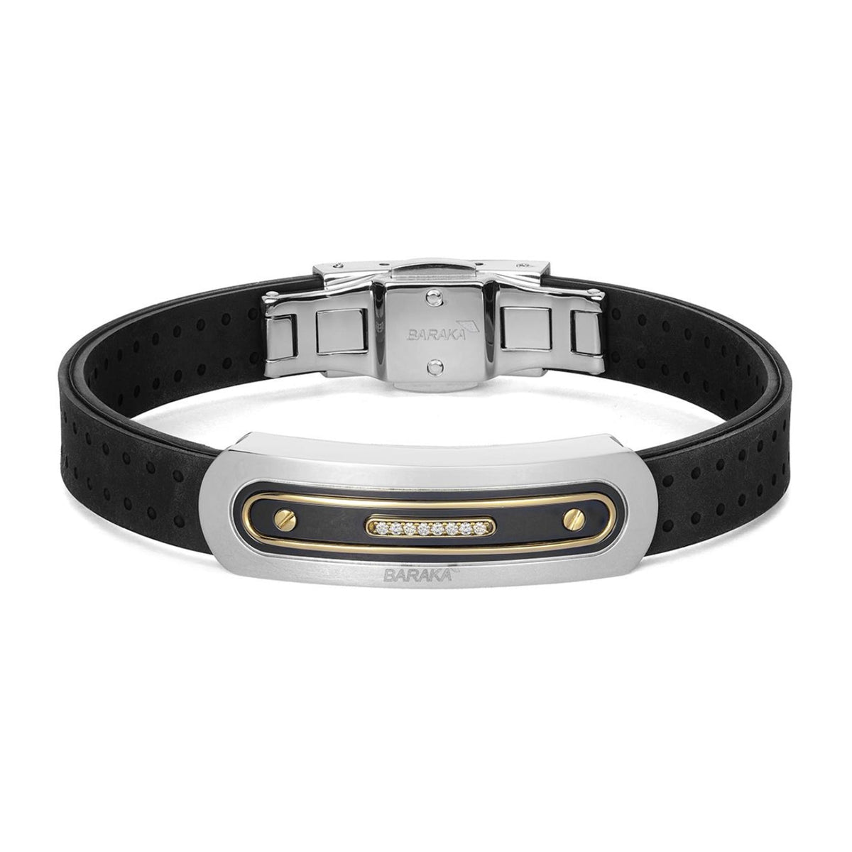 Baraka Vortex Bracelet BR372101GIDB-06, a men's bracelet in yellow gold and stainless steel set with diamonds