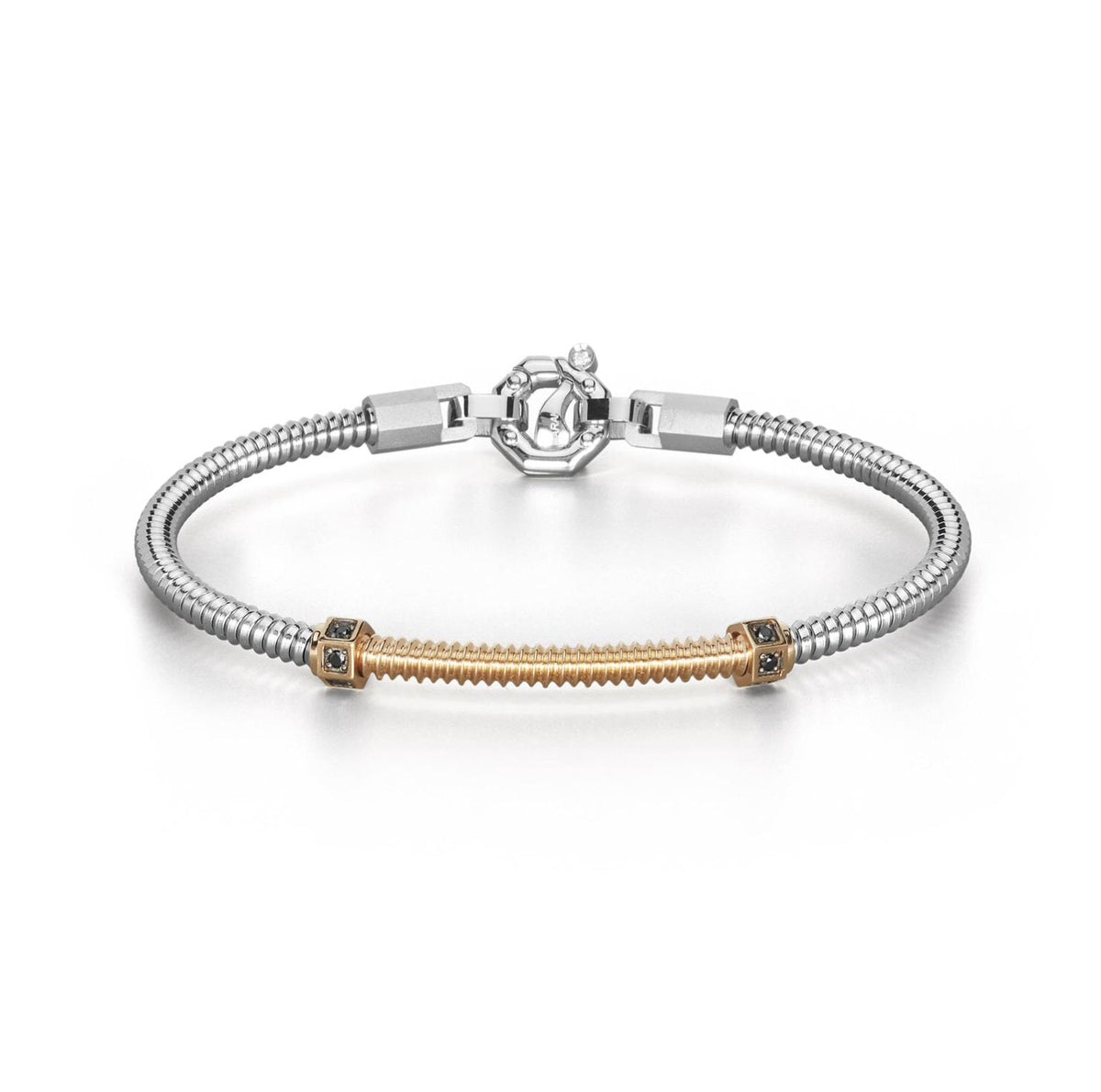 Baraka 316L Bracelet BR334111RODN-14, a men's bracelet in rose gold and stainless steel set with diamonds