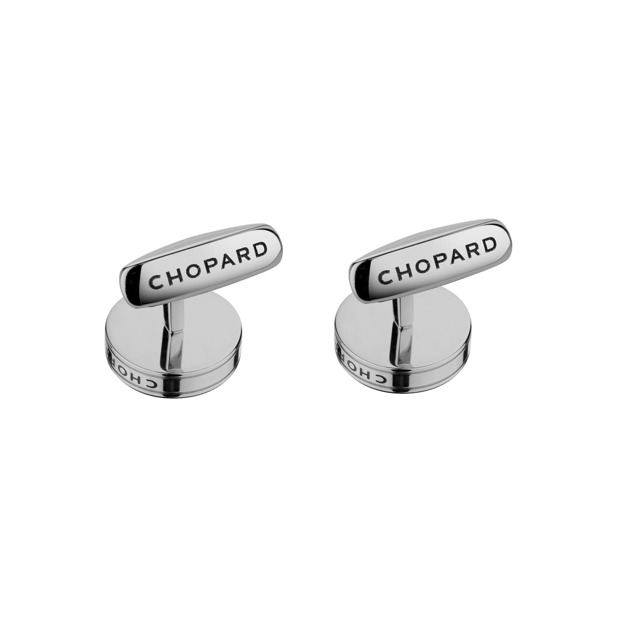 Chopard Classic Racing cufflinks in carbon fibre with silver tone finish view 2