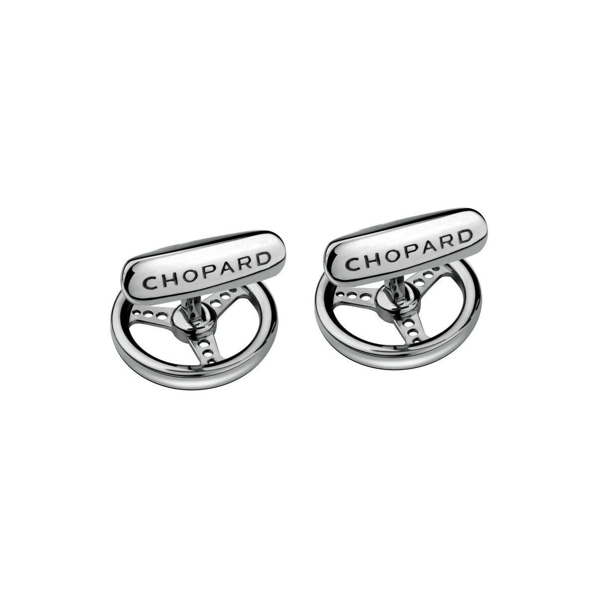 Chopard Classic Racing cufflinks in metal with silver tone finish view 2