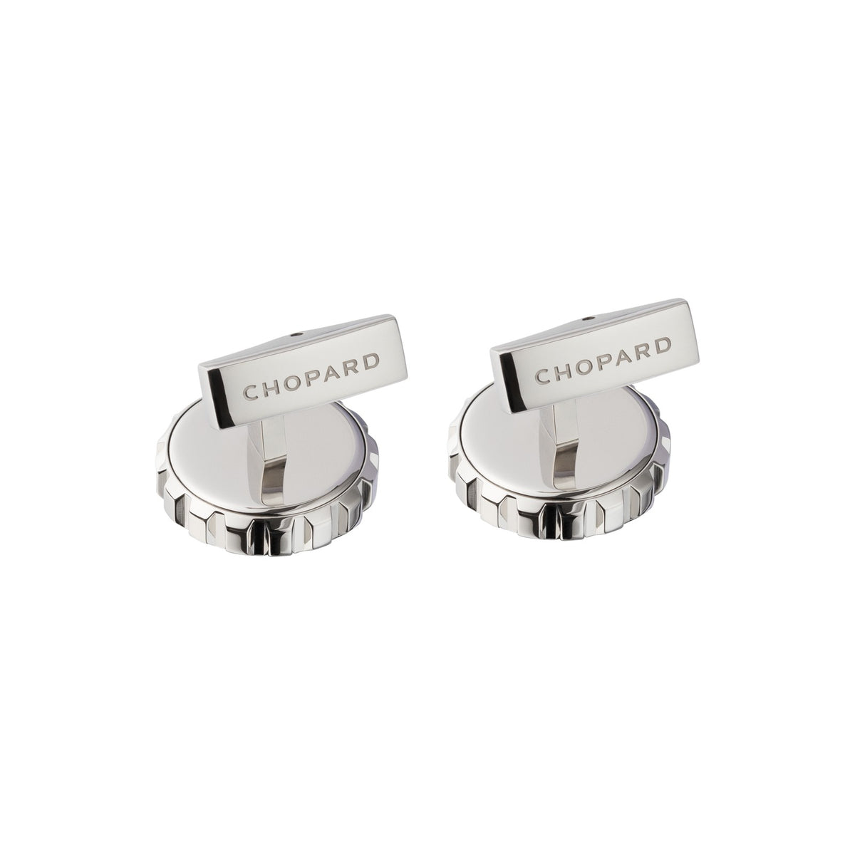 Chopard Classic Racing cufflinks in metal with silver tone finish view 2