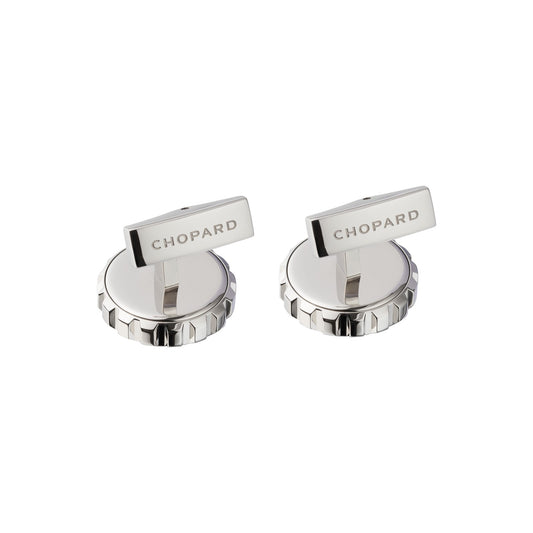 Chopard Classic Racing cufflinks in metal with silver tone finish view 2