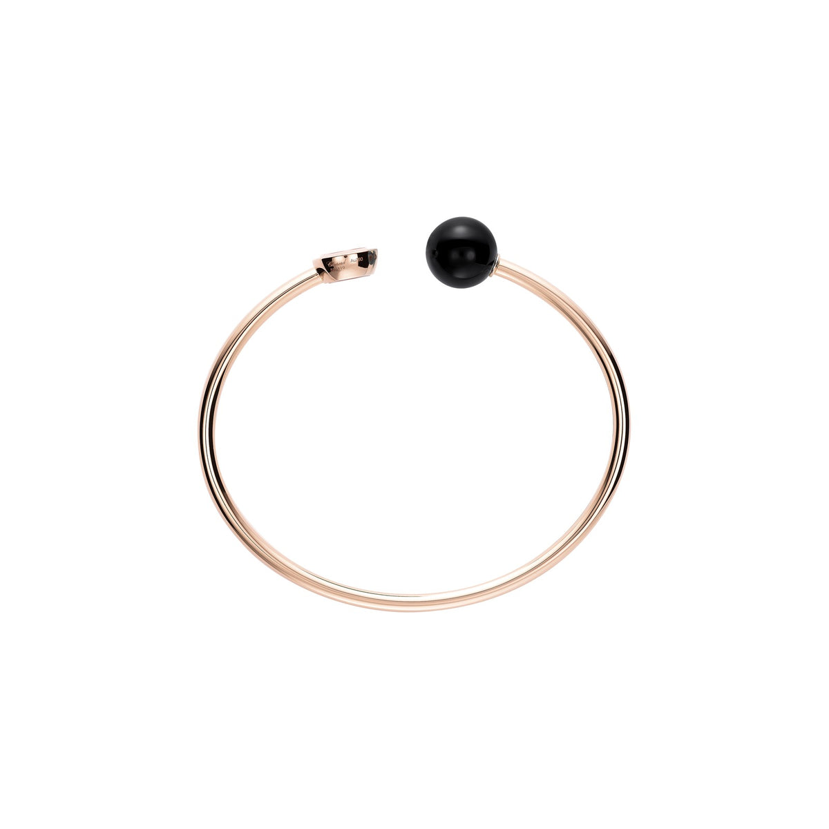 Chopard Happy Diamonds bangle in 18k ethical rose gold with diamonds and onyx view 3