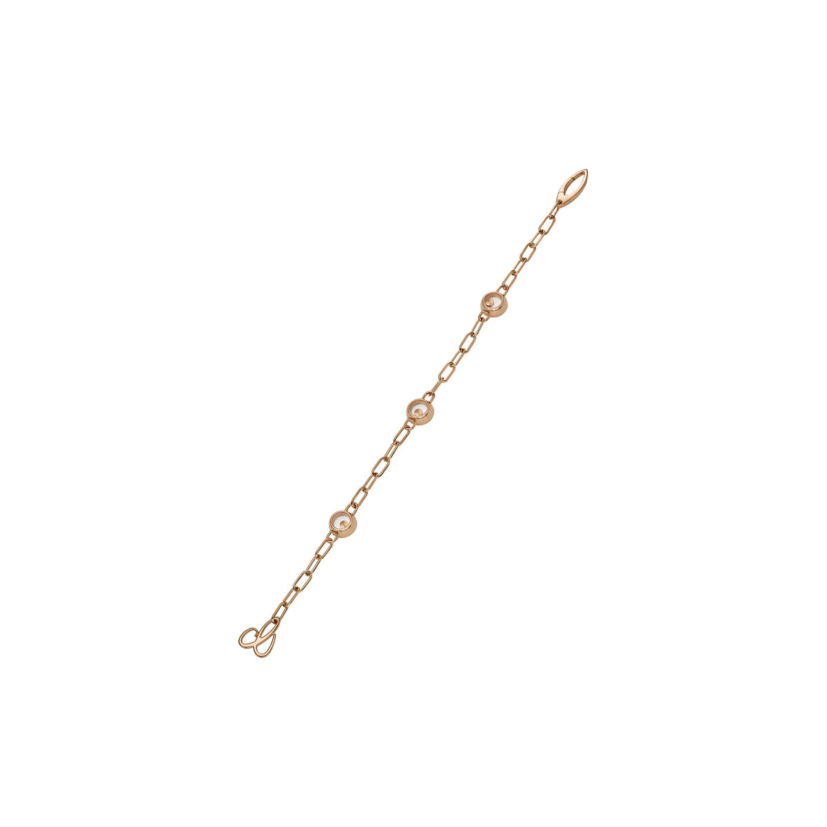 Chopard Happy Diamonds bracelet in 18k ethical rose gold with moving diamonds view 3