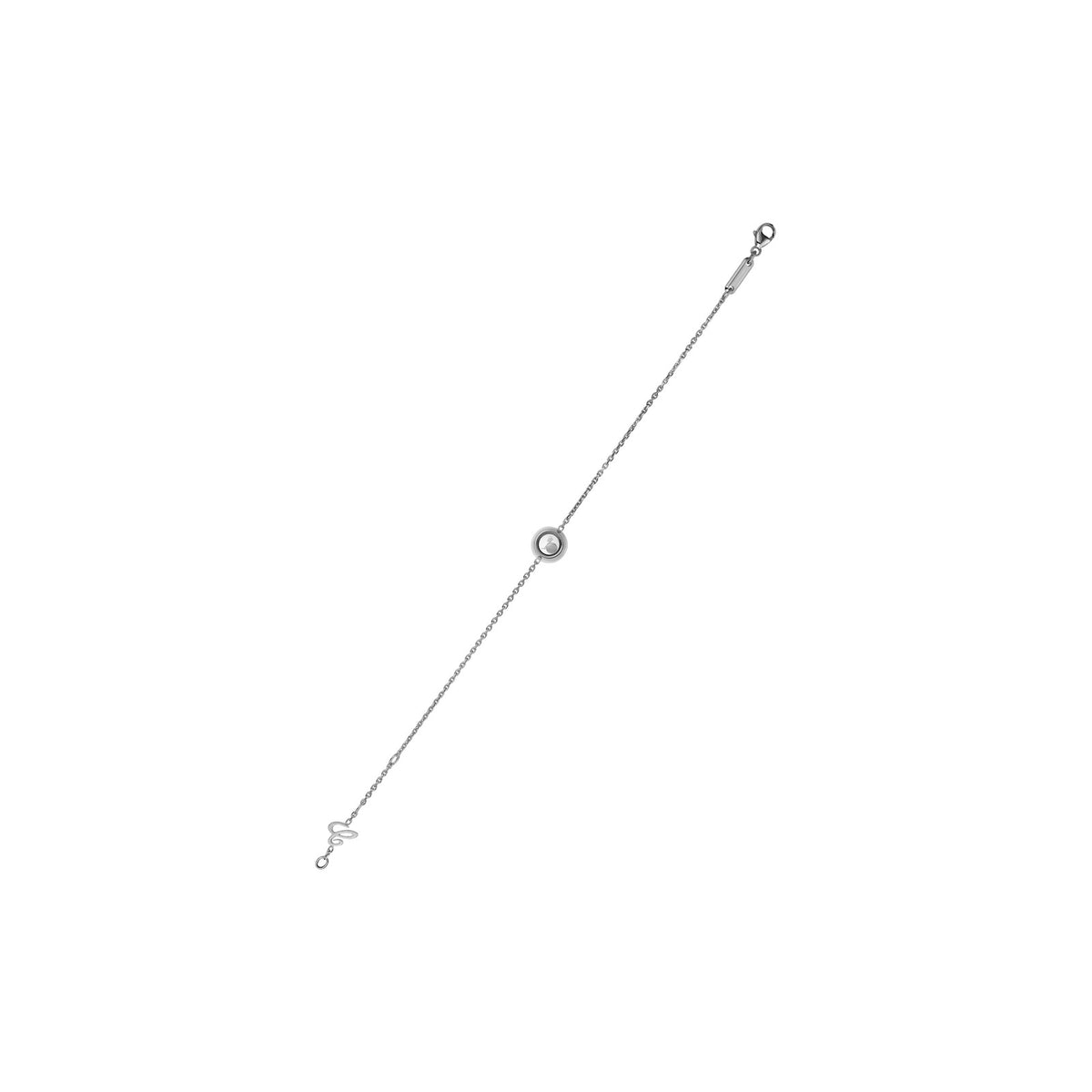 Chopard Happy Diamonds bracelet in 18k ethical white gold with moving diamonds view 3