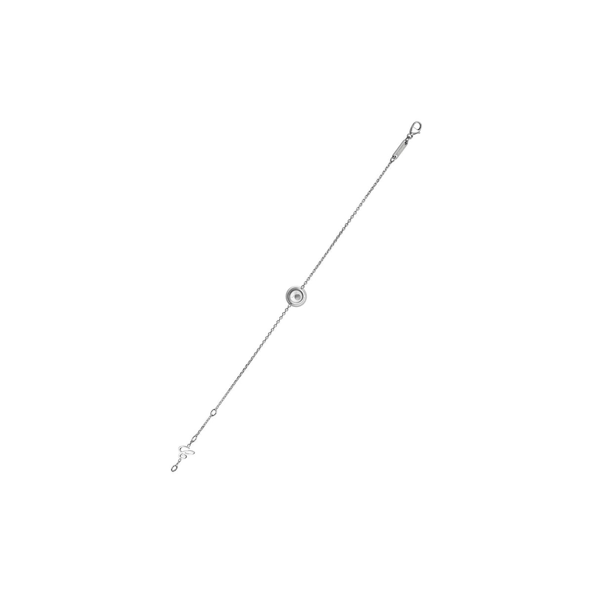 Chopard Happy Diamonds bracelet in 18k ethical white gold with moving diamonds view 3