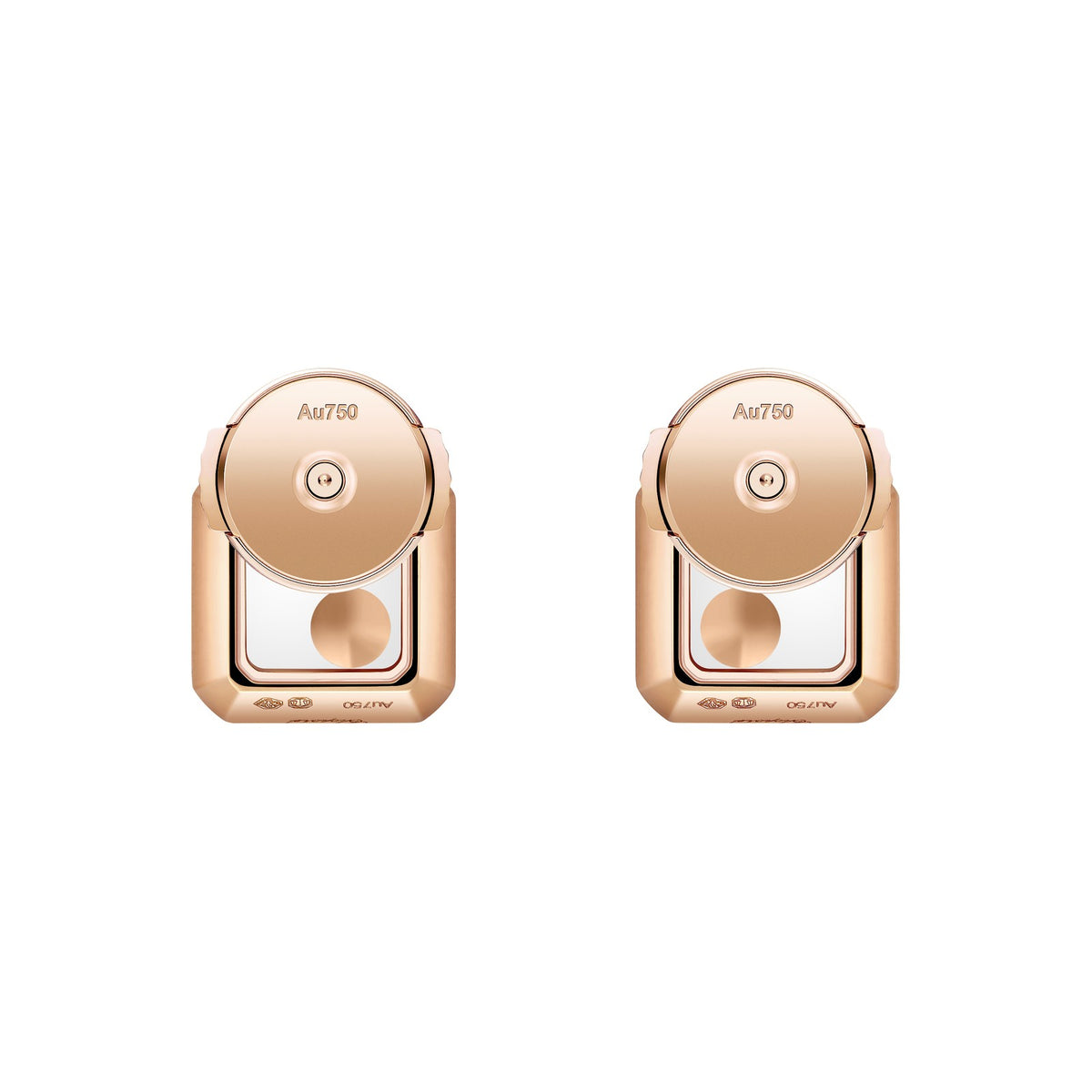 Chopard Happy Diamonds earrings in 18k ethical rose gold with moving diamonds view 4