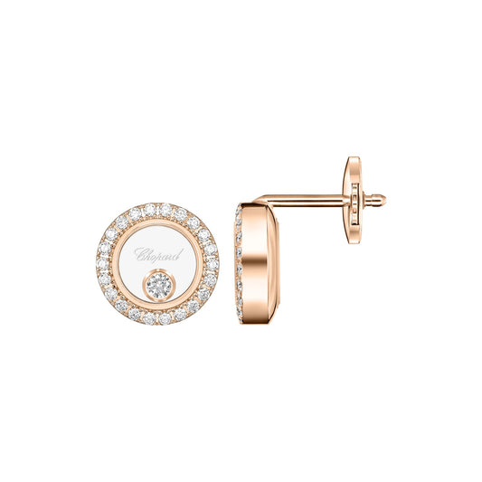 Chopard Happy Diamonds earrings in 18k ethical rose gold view 2