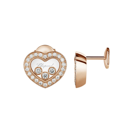 Chopard Happy Diamonds earrings in 18k ethical rose gold with moving diamonds view 2
