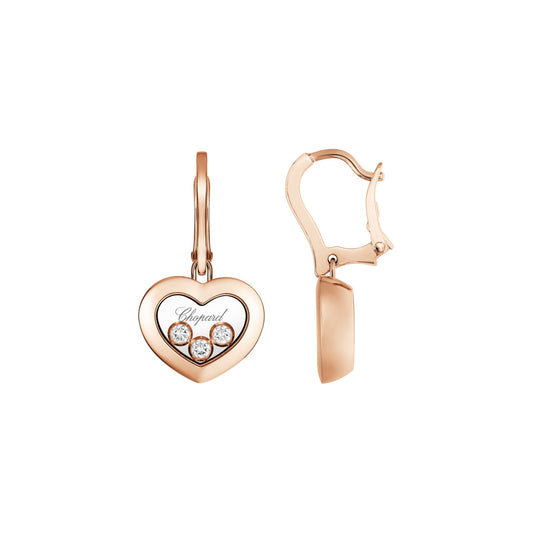 Chopard Happy Diamonds earrings in 18k ethical rose gold with moving diamonds view 2