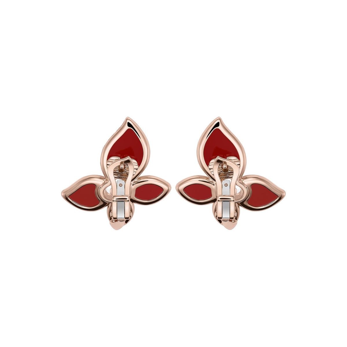 Chopard Happy Diamonds earrings in 18k ethical rose gold with moving diamonds and carnelian view 4