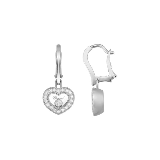Chopard Happy Diamonds earrings in 18k ethical white gold with moving diamonds view 2