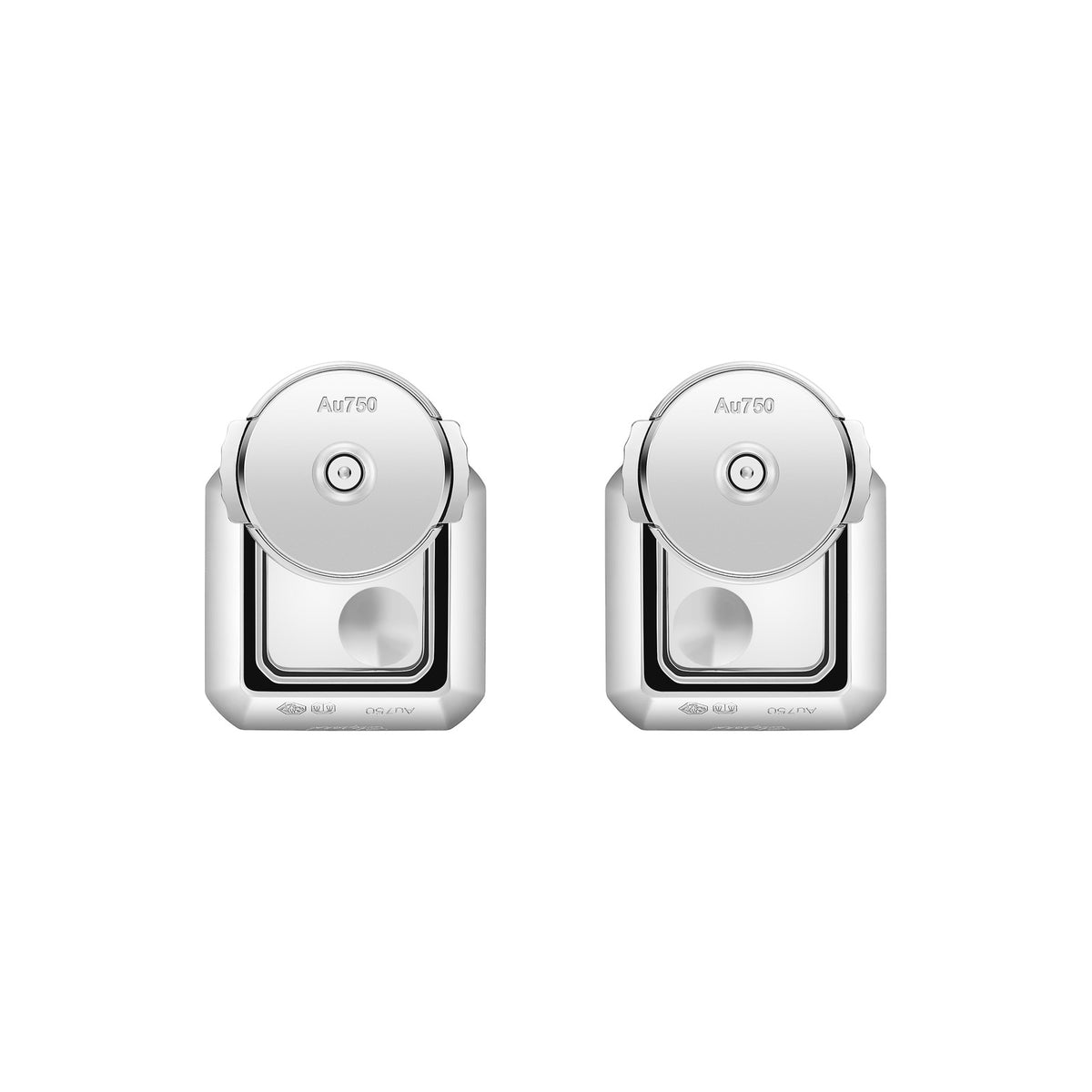 Chopard Happy Diamonds earrings in 18k ethical white gold with moving diamonds view 4