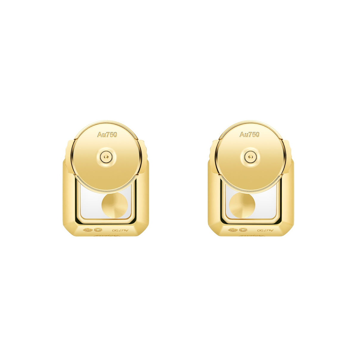 Chopard Happy Diamonds earrings in 18k ethical yellow gold with moving diamonds view 4