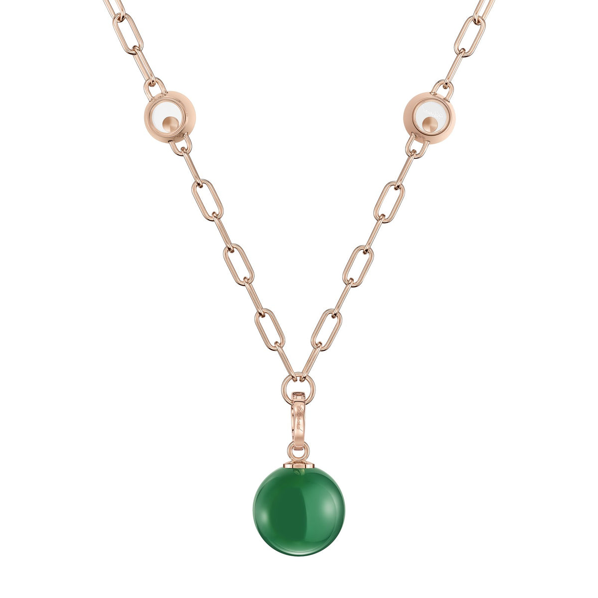 Chopard Happy Diamonds necklace in 18k ethical rose gold with diamonds and agate, view 3