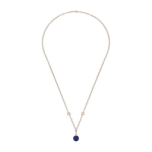 Chopard Happy Diamonds necklace in 18k ethical rose gold with diamonds and lapis lazuli, view 2