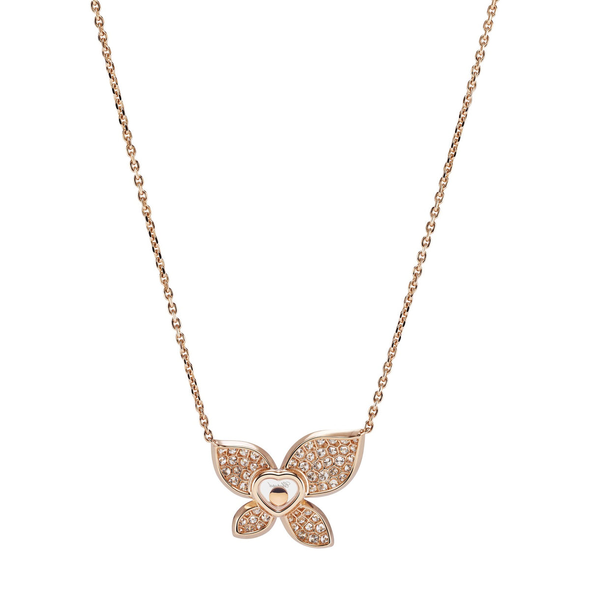 Chopard Happy Diamonds necklace in 18k ethical rose gold with moving diamonds view 4