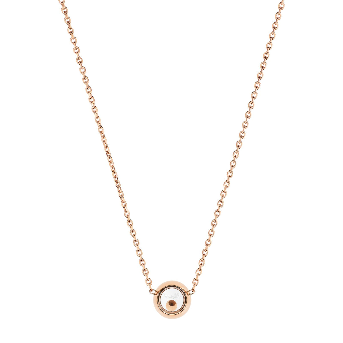 Chopard Happy Diamonds necklace in 18k ethical rose gold with moving diamonds view 4