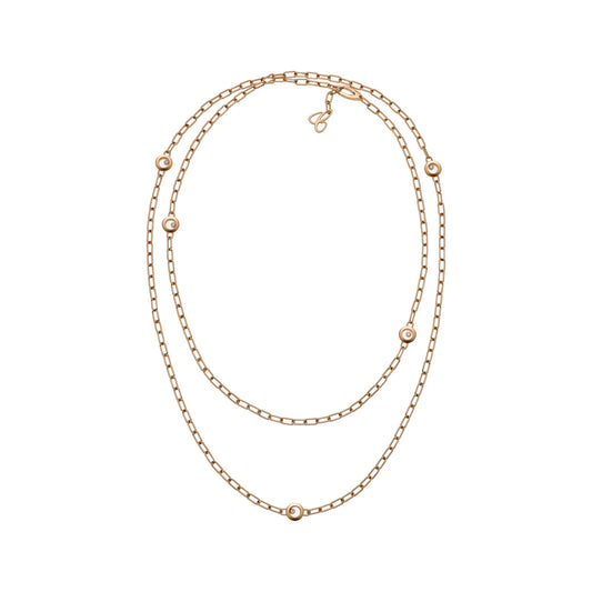Chopard Happy Diamonds necklace in 18k ethical rose gold with moving diamonds view 2
